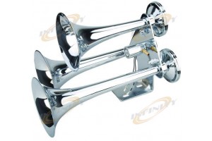 TRIPLE TRUMPET CHROME ELECTRIC AIR HORN 152db Train Set